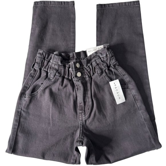 PACSUN Mom Jeans Women's Size 23 Caviar Black Flex Waist 100% Cotton 0051 NWT - Picture 5 of 14